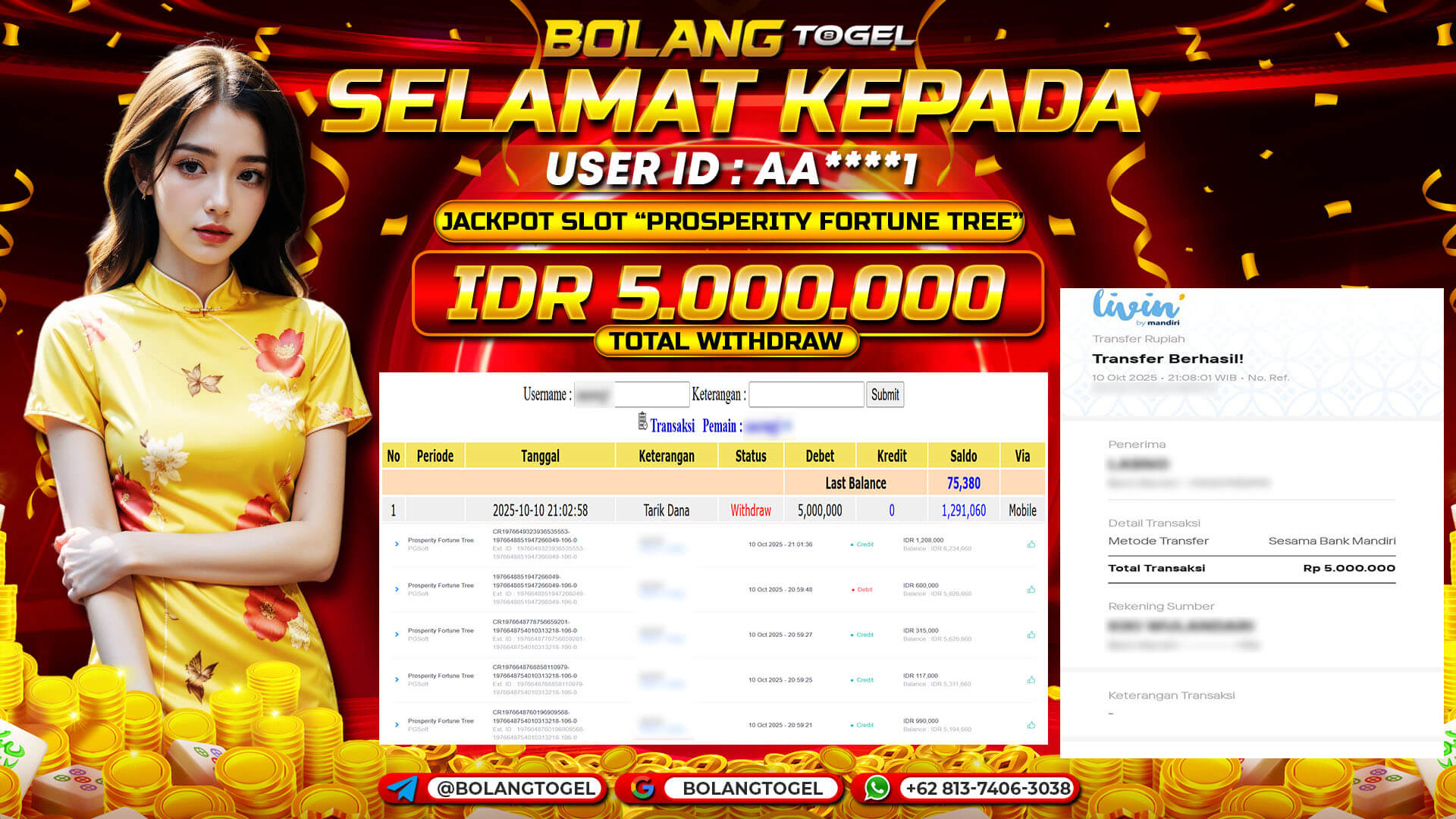 Bukti jackpot SLOT PROSPERITY FORTUNE TREE BOLANGTOGEL - gambar 1